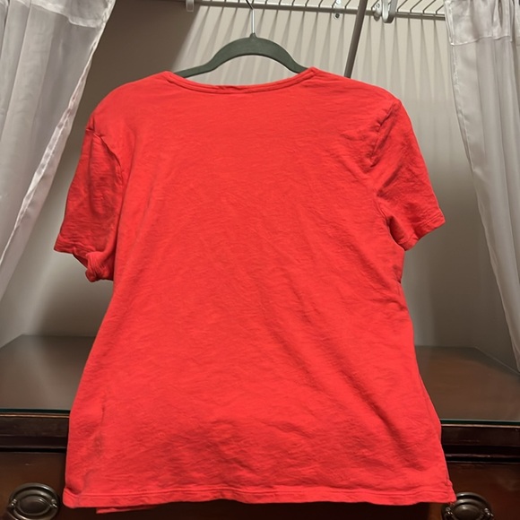 EUC Old Navy Women's Large Orange Faux Wrap Around Short Sleeve Top - Picture 5 of 6